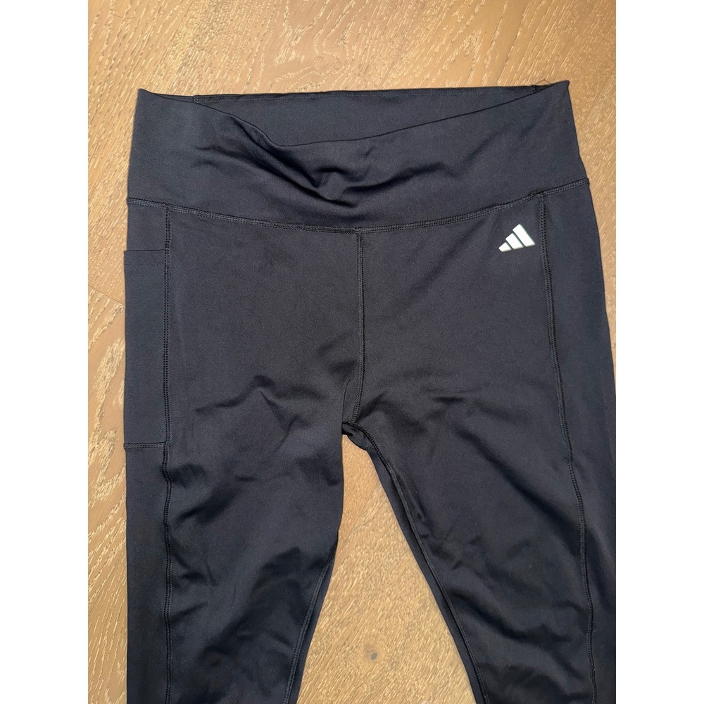 Adidas Womens High Waisted Athletic Leggings Black Side Pocket Tight Fit XL - Picture 3 of 6